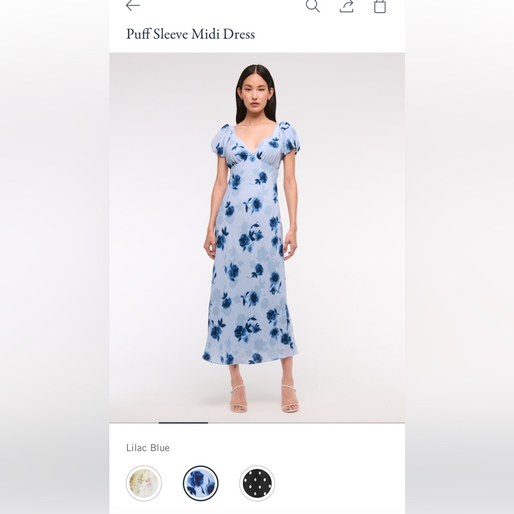 Abercrombie & Fitch Lilac Blue Puff Sleeve Midi Dress